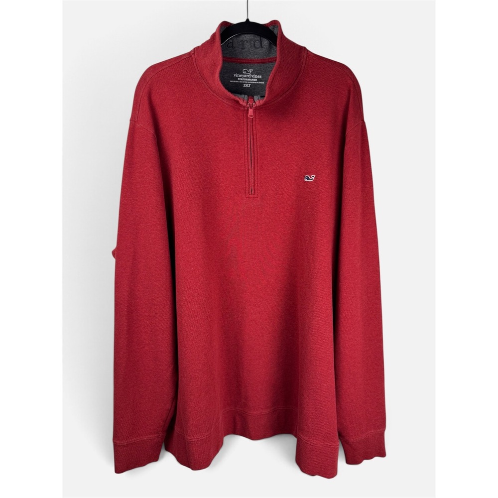 Vineyard Vines Pullover Mens 2XLT Red Performance Quarter Zip Sweater